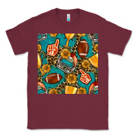 Burgundy american football winner cup and helmet seamless pattern Classic Tee - BundleAndBundleShop