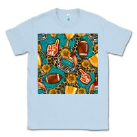 Dusty Blue american football winner cup and helmet seamless pattern Classic Tee - BundleAndBundleShop