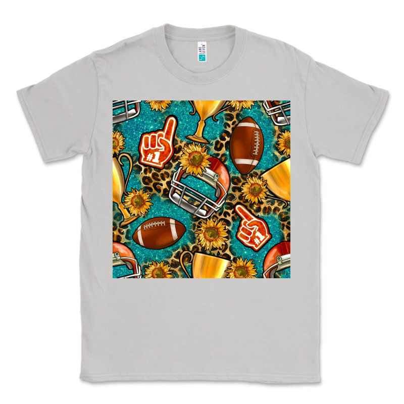 American Football Winner Cup And Helmet Seamless Pattern Classic Tee by BundleAndBundleShop | Teevron