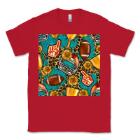 Red american football winner cup and helmet seamless pattern Classic Tee - BundleAndBundleShop