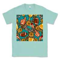 Seafoam american football winner cup and helmet seamless pattern Classic Tee - BundleAndBundleShop