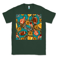 Sports Green american football winner cup and helmet seamless pattern Classic Tee - BundleAndBundleShop
