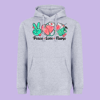 Peace Love Nurse Heavyweight Hoodie Designed By Texasbilliewilder