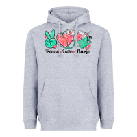 Heather Grey peace love nurse Heavyweight Hoodie - texasbilliewilder