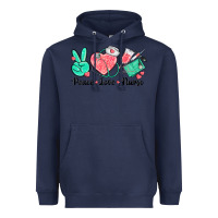 Navy peace love nurse Heavyweight Hoodie - texasbilliewilder