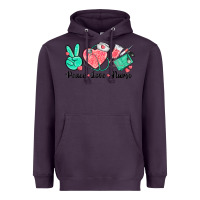 Plum peace love nurse Heavyweight Hoodie - texasbilliewilder