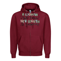 Burgundy a woman who knows her worth is dangerous Zipper Hoodie - MaliasSmallBusiness
