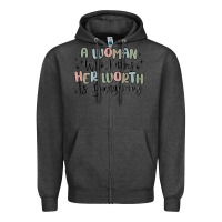 Charcoal Heather a woman who knows her worth is dangerous Zipper Hoodie - MaliasSmallBusiness