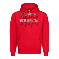 Red a woman who knows her worth is dangerous Zipper Hoodie - MaliasSmallBusiness