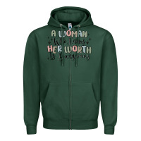 Sports Green a woman who knows her worth is dangerous Zipper Hoodie - MaliasSmallBusiness