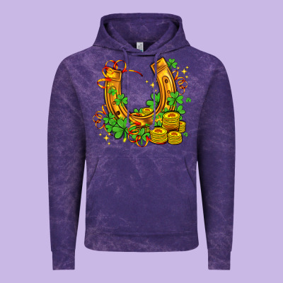 Horseshoe With Shamrocks And Coin Vintage Hoodie Designed By Adodesignshop