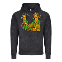 Vintage Black horseshoe with shamrocks and coin Vintage Hoodie - AdoDesignShop