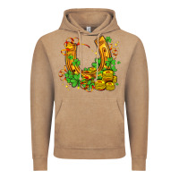 Vintage Coffee horseshoe with shamrocks and coin Vintage Hoodie - AdoDesignShop
