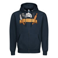 Navy customized chef tools Zipper Hoodie - MaliasSmallBusiness
