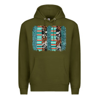Army Green serape leopard cowhide  brushstroke Premium Hoodie - AdoDesignShop