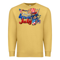Antique Gold Happy 4th of July cow Premium Sweatshirt - CowGirlArtShop