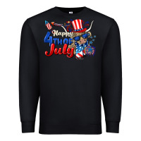 Black Happy 4th of July cow Premium Sweatshirt - CowGirlArtShop