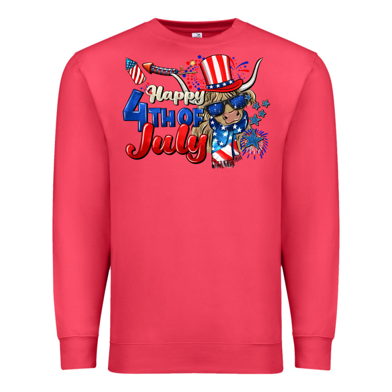 Happy 4th Of July Cow Premium Sweatshirt by CowGirlArtShop | Teevron