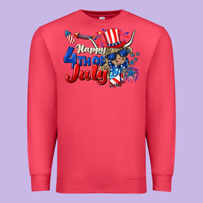 Happy 4th Of July Cow Premium Sweatshirt Designed By Cowgirlartshop