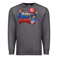 Charcoal Heather Happy 4th of July cow Premium Sweatshirt - CowGirlArtShop