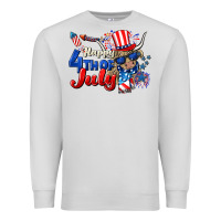 Dove Grey Happy 4th of July cow Premium Sweatshirt - CowGirlArtShop