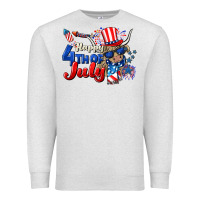 Oatmeal Heather Happy 4th of July cow Premium Sweatshirt - CowGirlArtShop