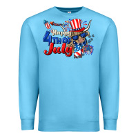 Ocean Blue Happy 4th of July cow Premium Sweatshirt - CowGirlArtShop