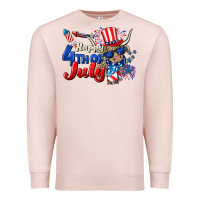 Pale Pink Happy 4th of July cow Premium Sweatshirt - CowGirlArtShop