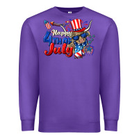 Purple Happy 4th of July cow Premium Sweatshirt - CowGirlArtShop