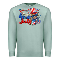Seafoam Happy 4th of July cow Premium Sweatshirt - CowGirlArtShop