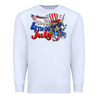 White Happy 4th of July cow Premium Sweatshirt - CowGirlArtShop