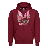 Burgundy amazing grace how sweet the sound butterfly Zipper Hoodie - MaliasSmallBusiness