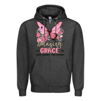 Charcoal Heather amazing grace how sweet the sound butterfly Zipper Hoodie - MaliasSmallBusiness