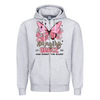 Heather Grey amazing grace how sweet the sound butterfly Zipper Hoodie - MaliasSmallBusiness