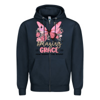 Navy amazing grace how sweet the sound butterfly Zipper Hoodie - MaliasSmallBusiness