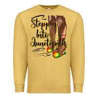Antique Gold steppin' into juneteenth heels Premium Sweatshirt - HRA Design Shop