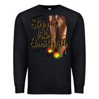 Black steppin' into juneteenth heels Premium Sweatshirt - HRA Design Shop