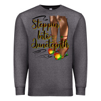 Charcoal Heather steppin' into juneteenth heels Premium Sweatshirt - HRA Design Shop