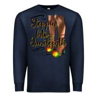 Navy steppin' into juneteenth heels Premium Sweatshirt - HRA Design Shop