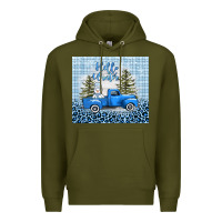 Army Green hello winter snowman truck Premium Hoodie - AdoDesignShop