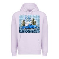 Lilac hello winter snowman truck Premium Hoodie - AdoDesignShop