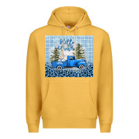 Mustard hello winter snowman truck Premium Hoodie - AdoDesignShop
