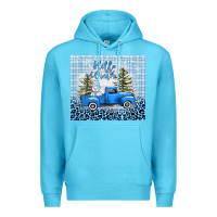 Ocean Blue hello winter snowman truck Premium Hoodie - AdoDesignShop