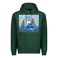 Sports Green hello winter snowman truck Premium Hoodie - AdoDesignShop