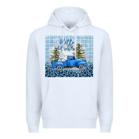 White hello winter snowman truck Premium Hoodie - AdoDesignShop