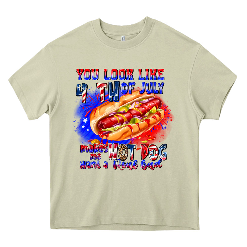 You Look Like 4th Of July Makes Me Hot Dog Want A Heavy Core Tee by CowhideDigitalArt | Teevron