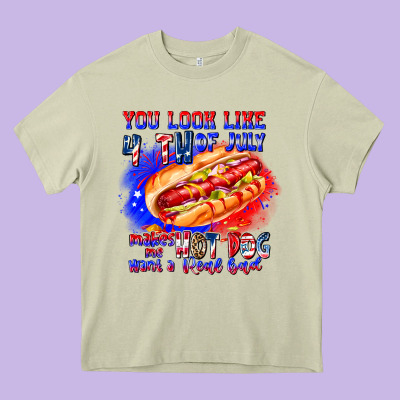 You Look Like 4th Of July Makes Me Hot Dog Want A Heavy Core Tee Designed By Cowhidedigitalart