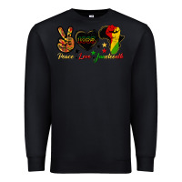 Black peace love juneteenth raised fist Premium Sweatshirt - HRA Design Shop