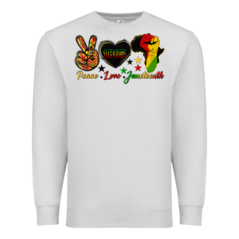Peace Love Juneteenth Raised Fist Premium Sweatshirt by HRA Design Shop | Teevron