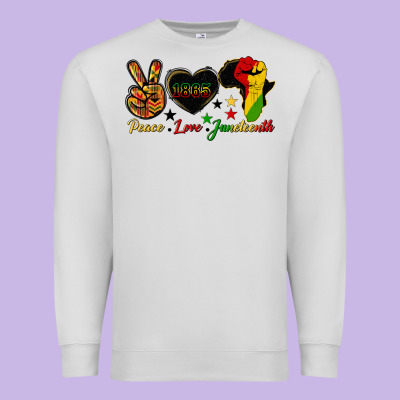 Peace Love Juneteenth Raised Fist Premium Sweatshirt Designed By Hra Design Shop